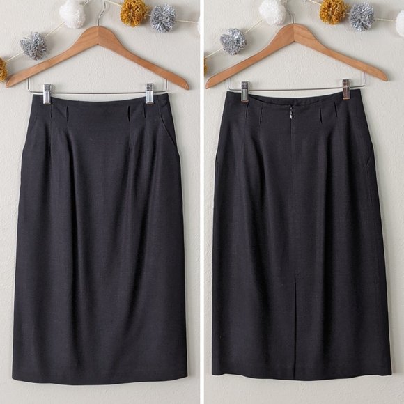 Vintage Evan Picone Black Linen Skirt Size 6 - Picture 1 of 6